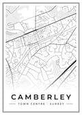Street map poster of Camberley town centre, Surrey
