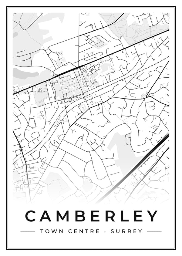 Camberley Town Centre Street Map Poster