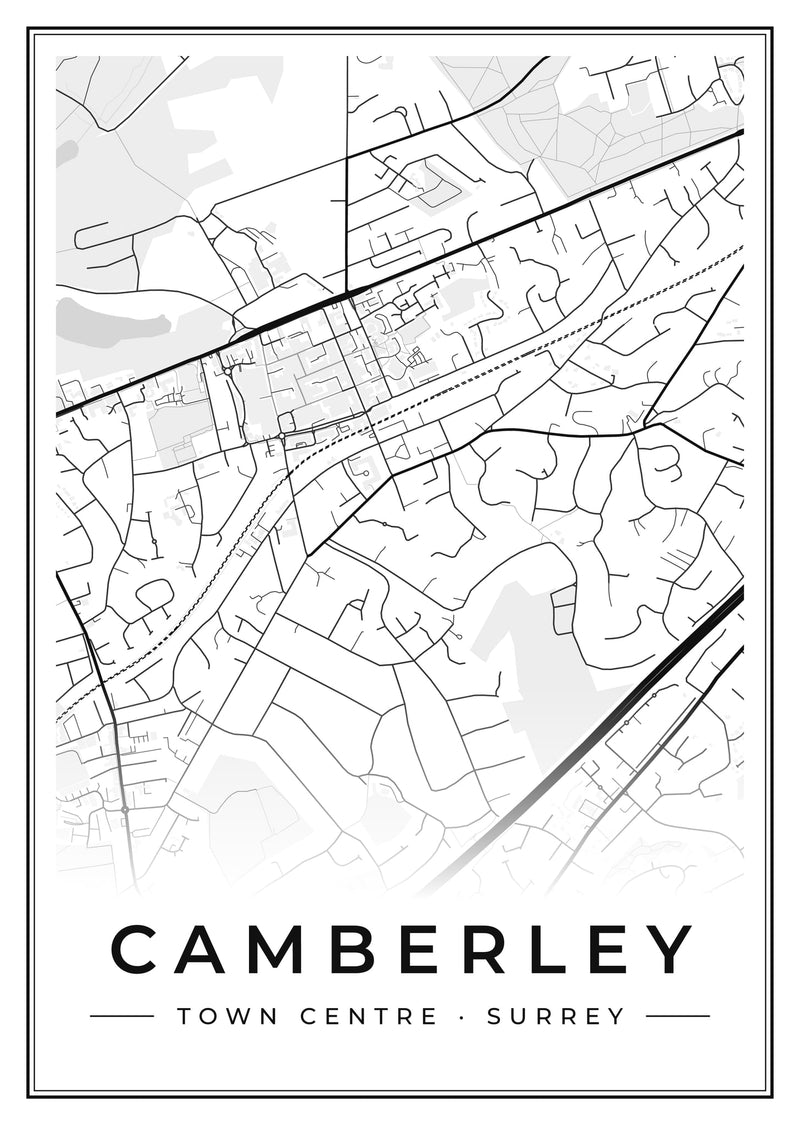 Camberley Town Centre Street Map Poster