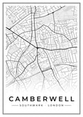 Street map poster of Camberwell, Southwark, London