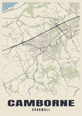 Street map poster of Camborne, Cornwall