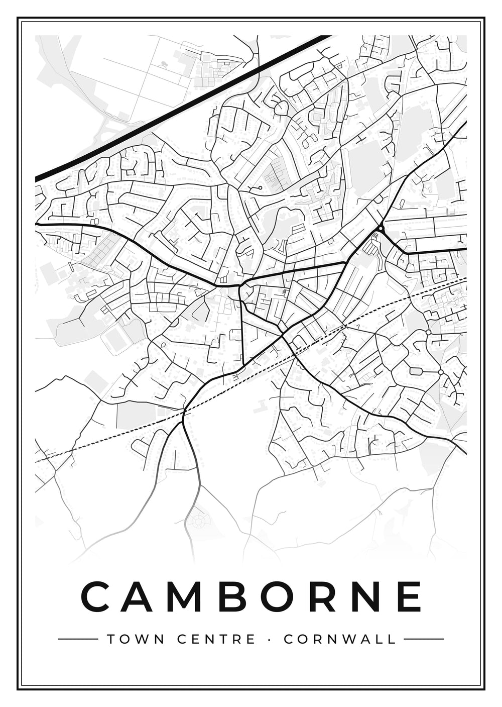 Camborne Town Centre Street Map Poster