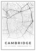 Street map poster of Cambridge city centre, Cambridgeshire