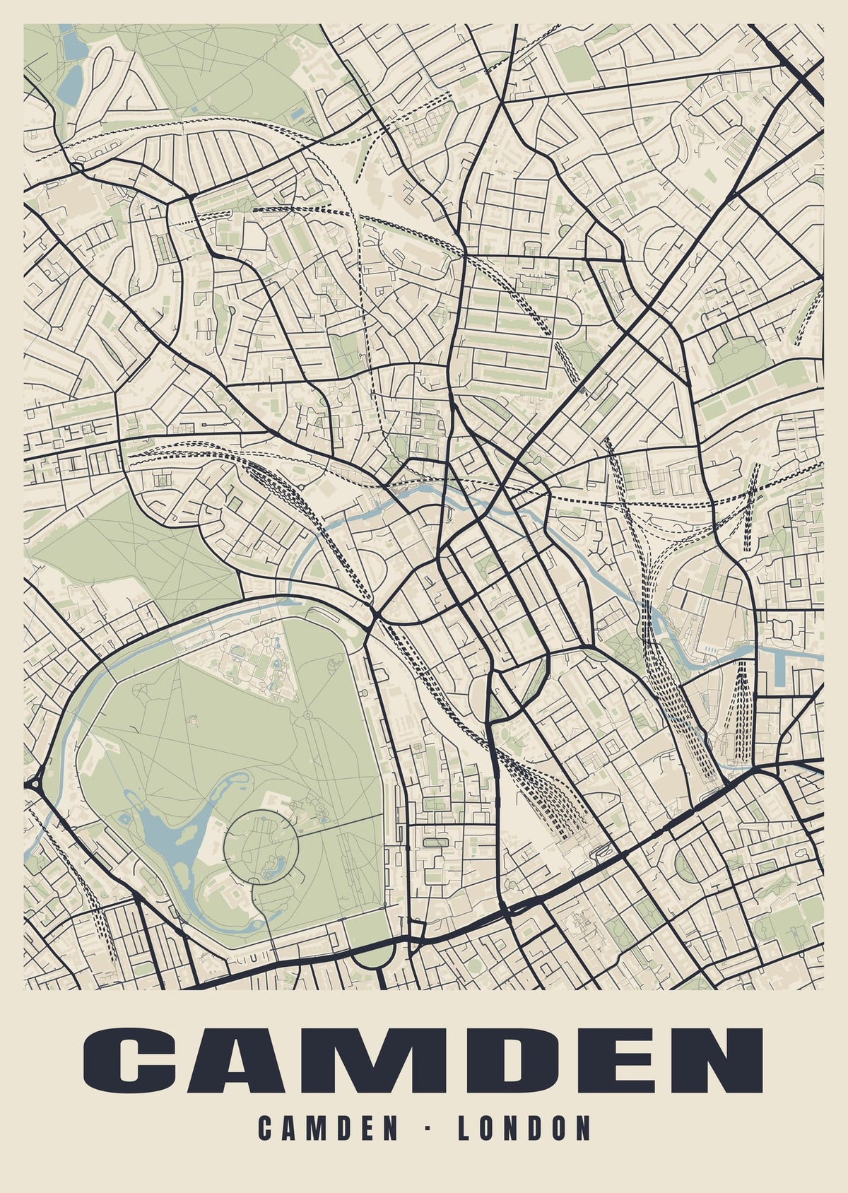 Heritage street map poster of Camden, Camden, London
