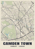 Heritage street map poster of Camden Town, Camden, London