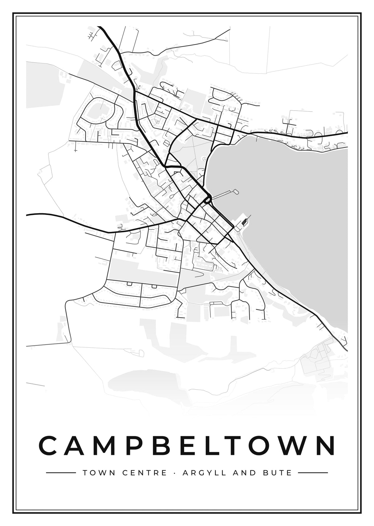 Street map poster of Campbeltown town centre, Argyll and Bute