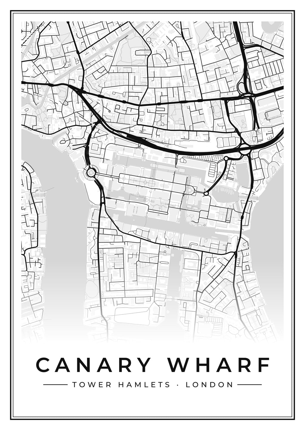 Street map poster of Canary Wharf, Tower Hamlets, London