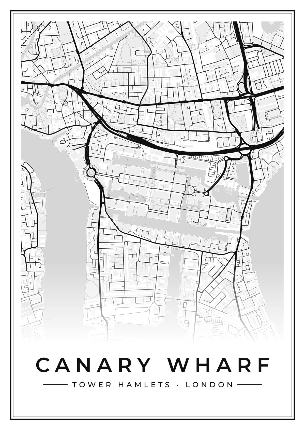 Street map poster of Canary Wharf, Tower Hamlets, London