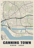 Heritage street map poster of Canning Town, Newham, London