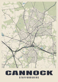 Street map poster of Cannock, Staffordshire