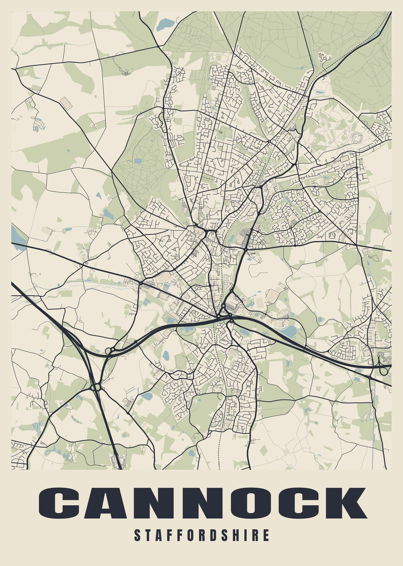 Cannock Street Map Poster