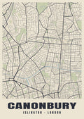 Heritage street map poster of Canonbury, Islington, London