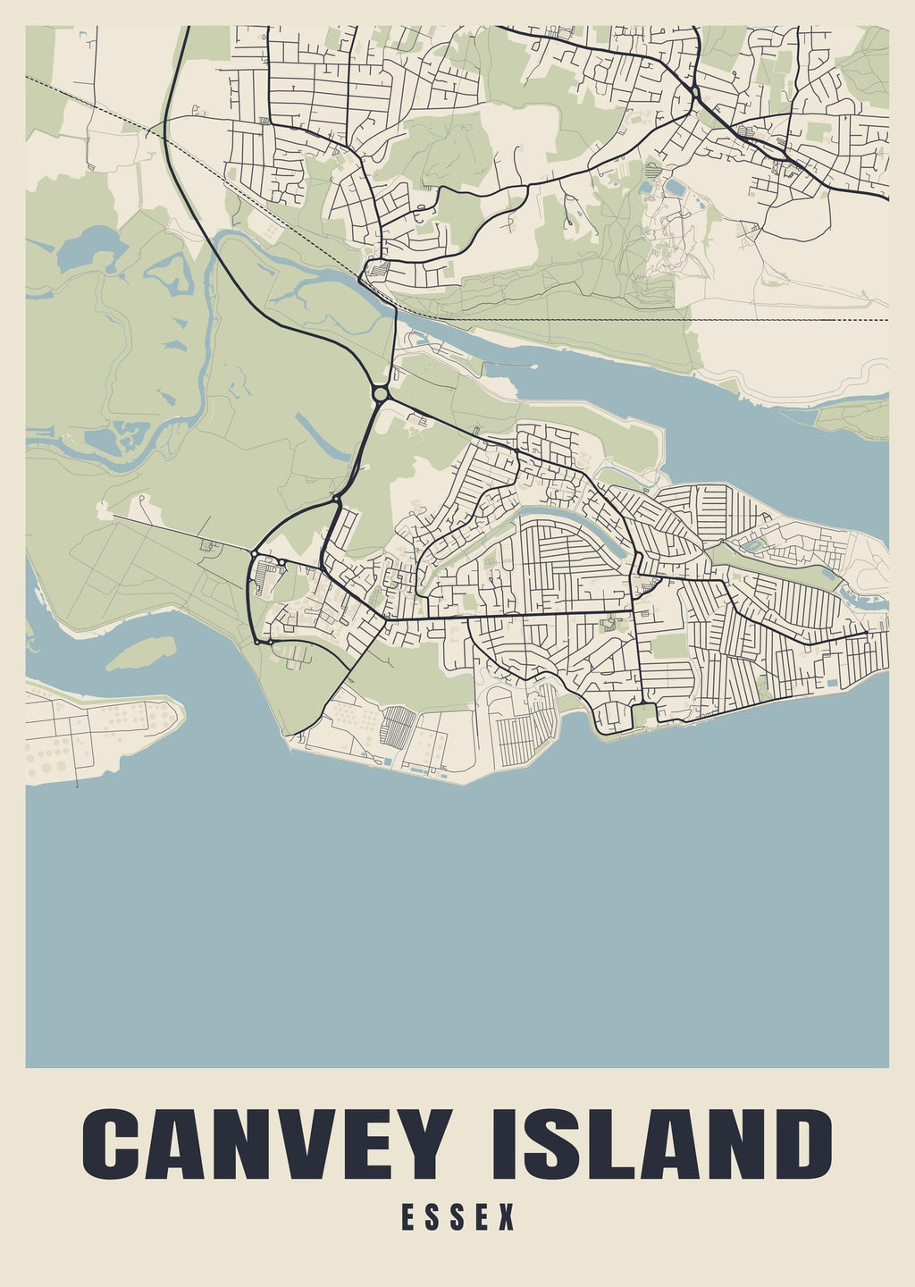 Street map poster of Canvey Island, Essex
