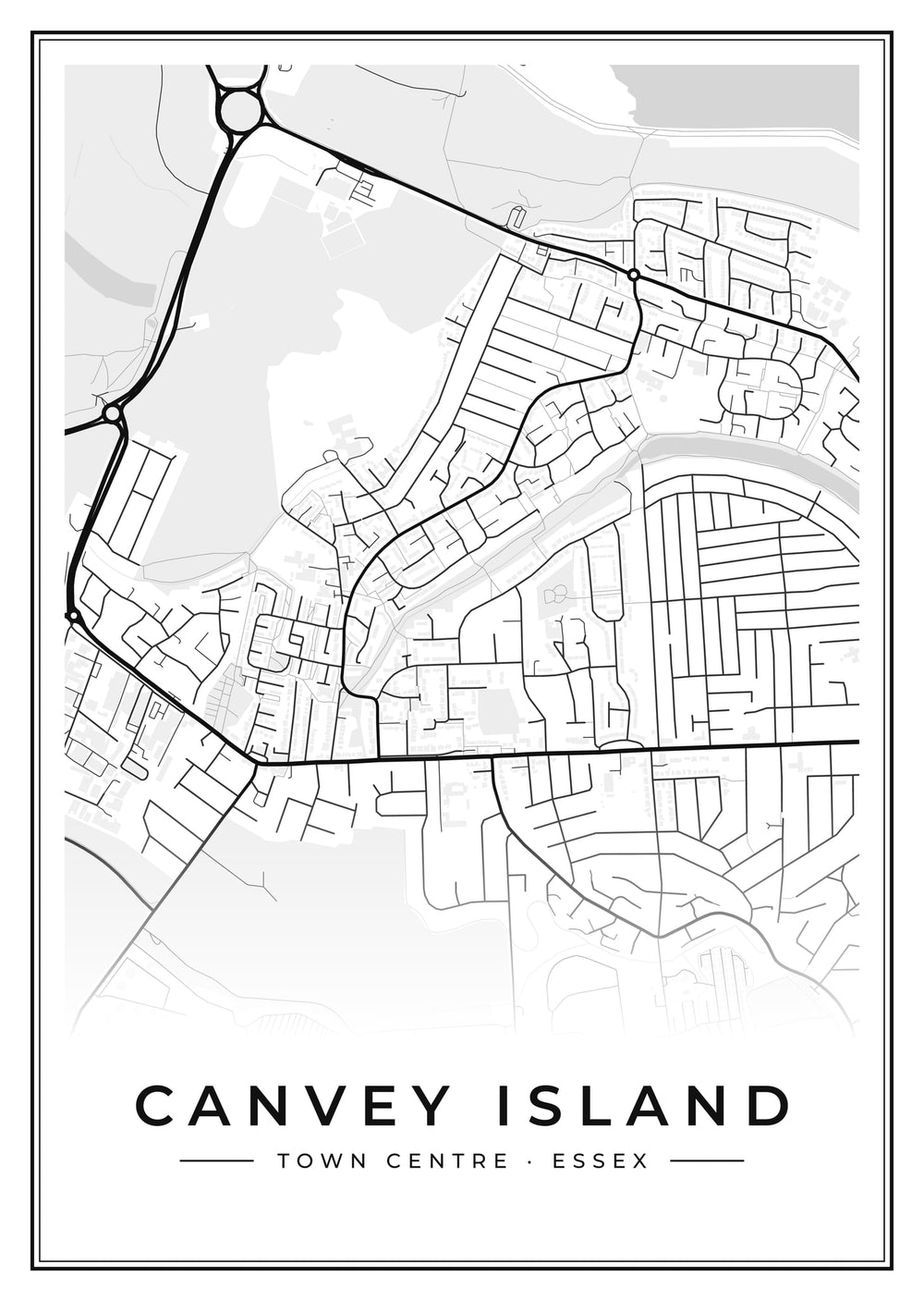 Canvey Island Town Centre Street Map Poster