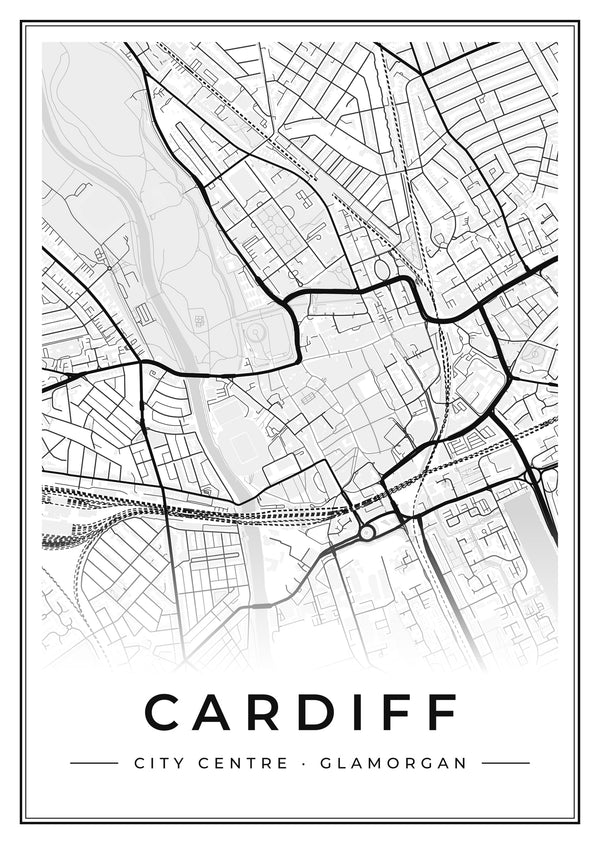 Cardiff City Centre Street Map Poster