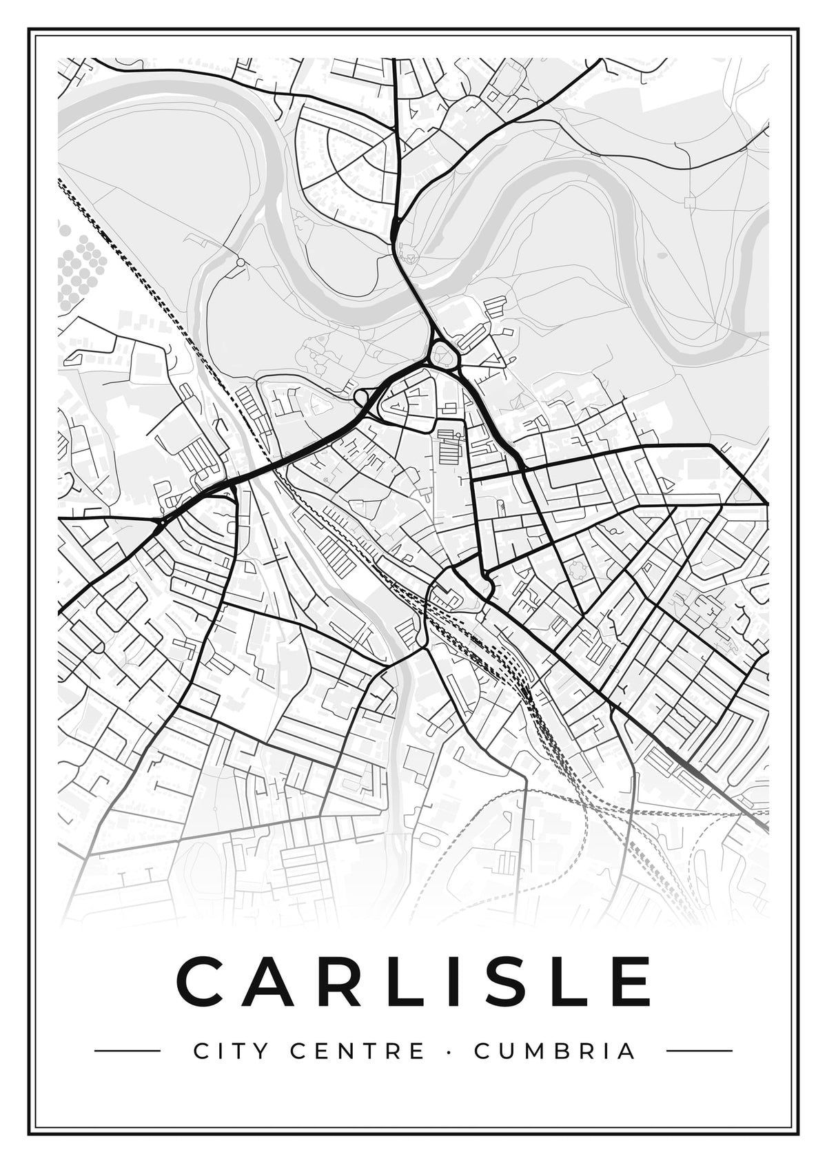 Street map poster of Carlisle city centre, Cumbria