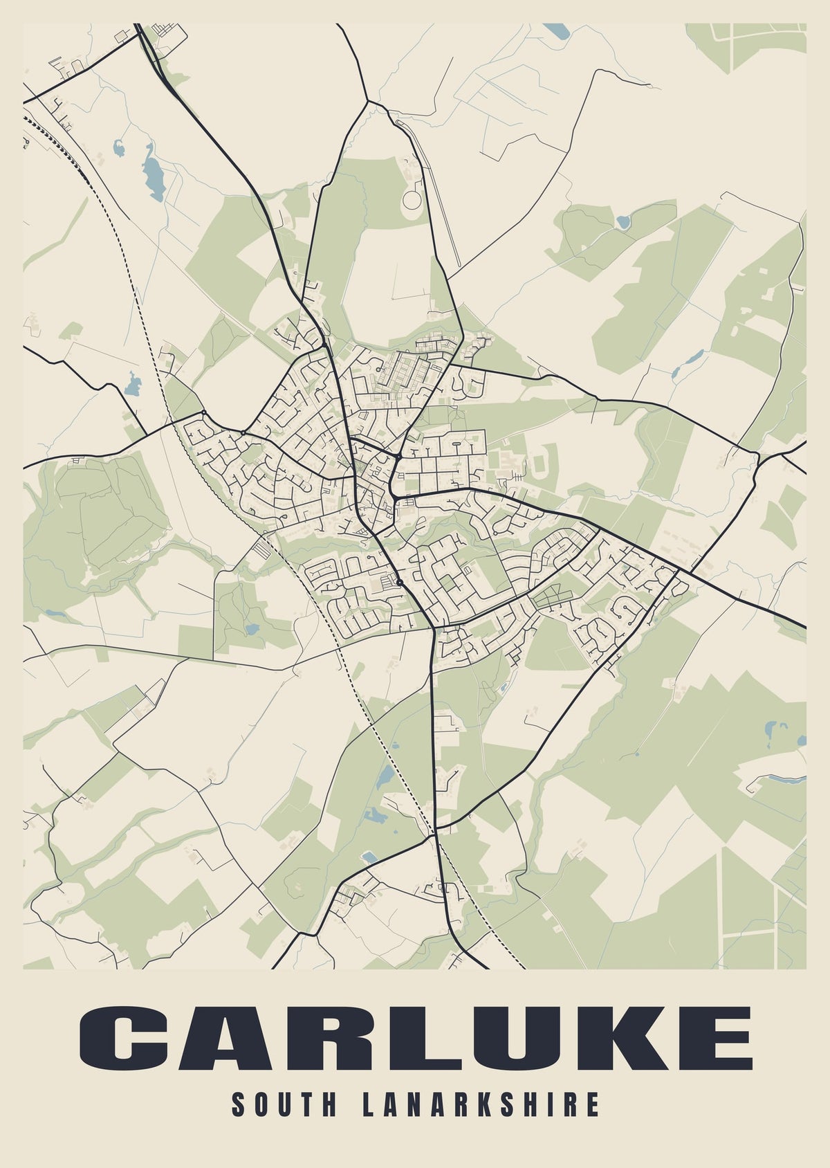 Street map poster of Carluke, South Lanarkshire