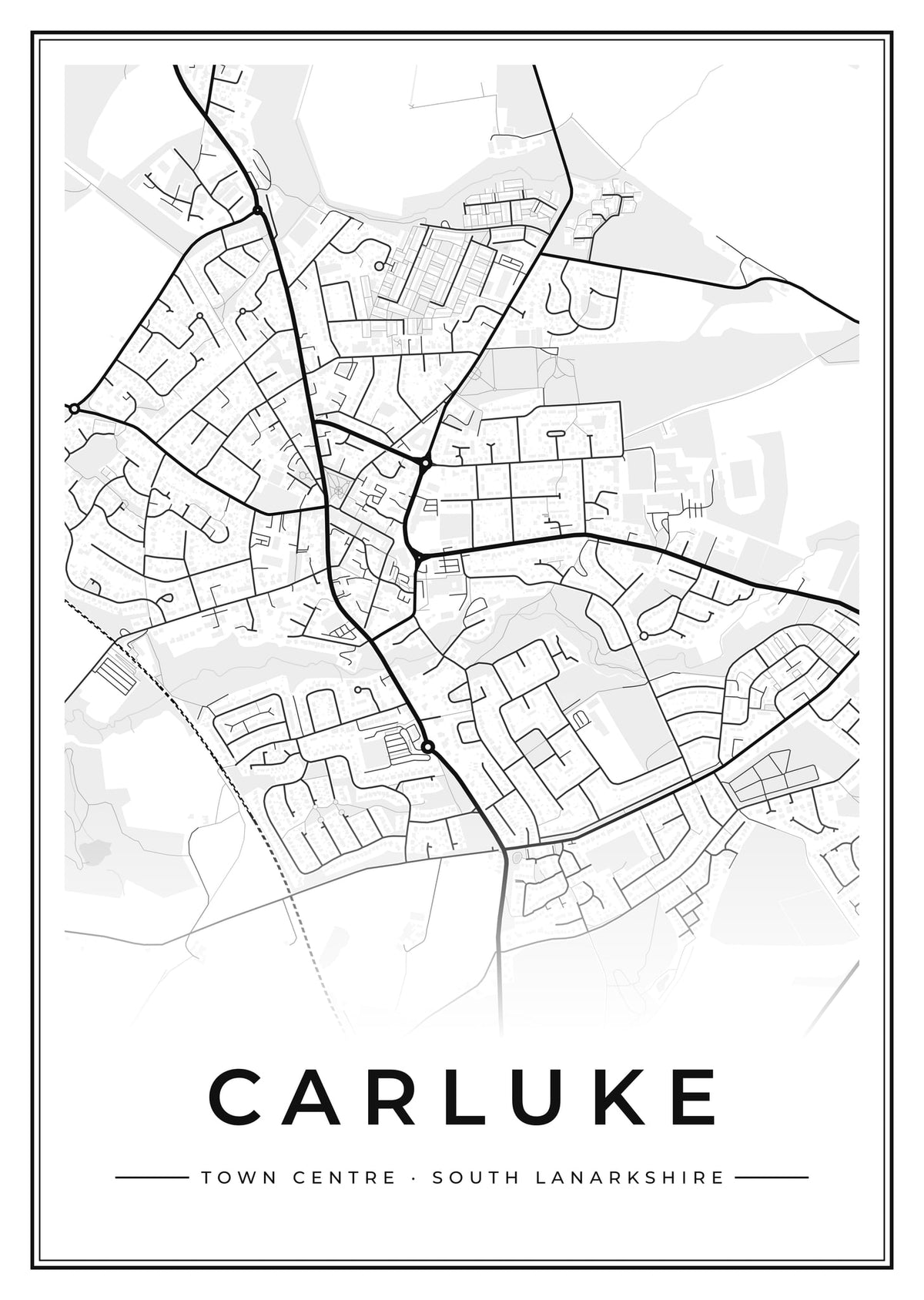 Street map poster of Carluke town centre, South Lanarkshire