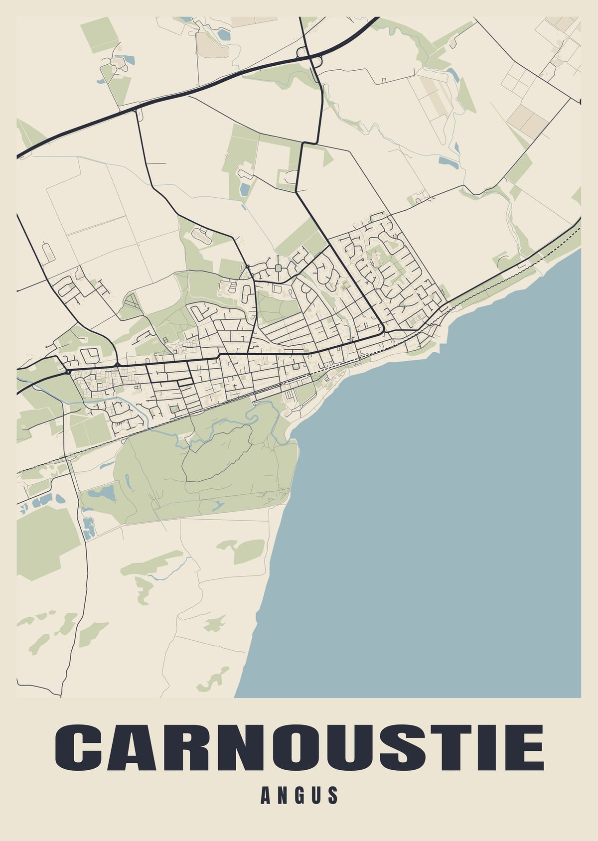 Street map poster of Carnoustie, Angus