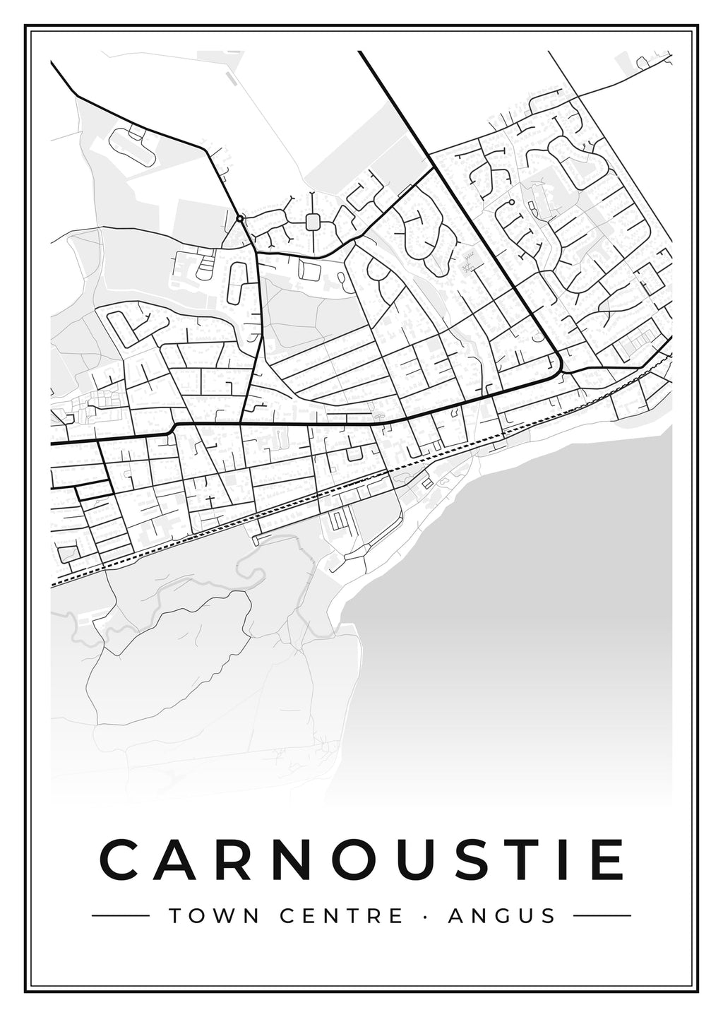 Street map poster of Carnoustie town centre, Angus