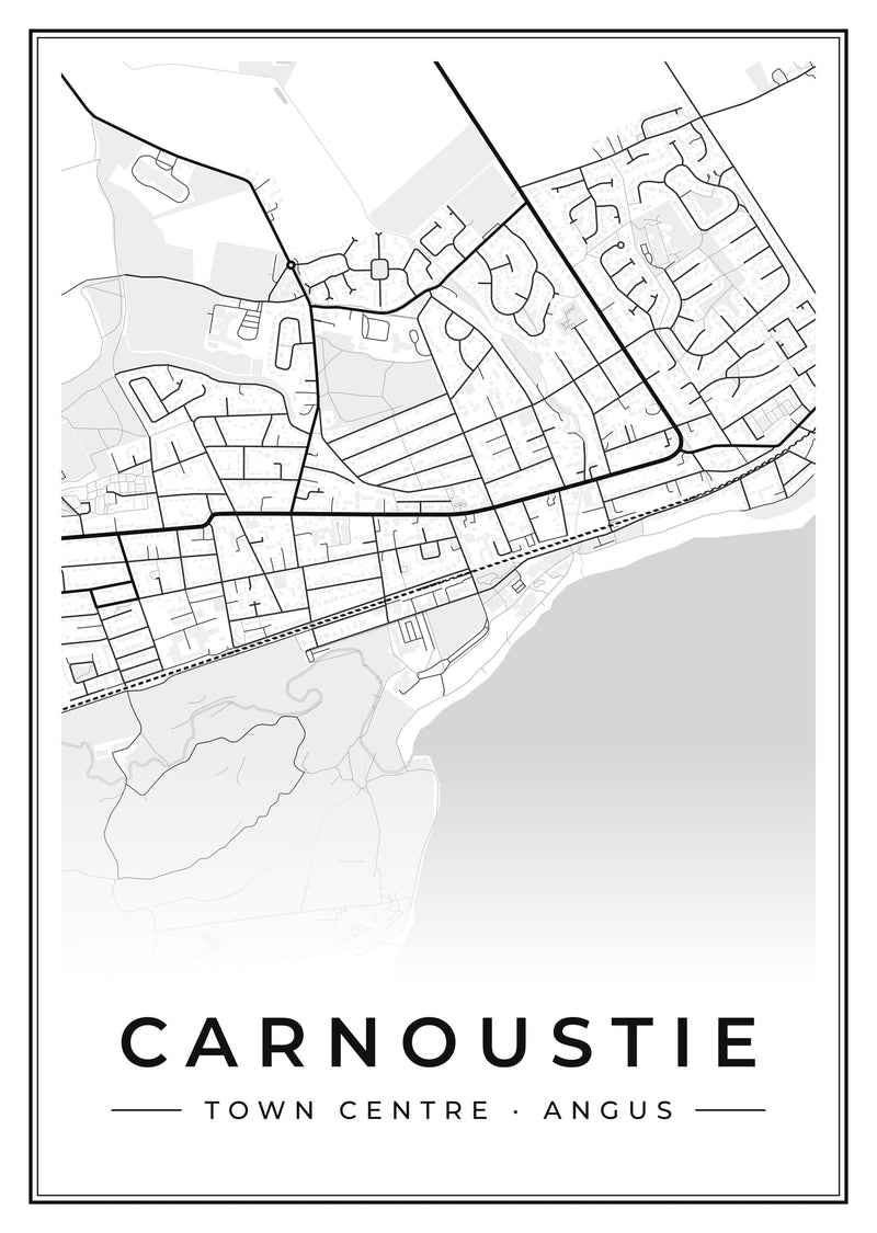 Carnoustie Town Centre Street Map Poster