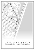 Street map poster of downtown Carolina Beach, North Carolina