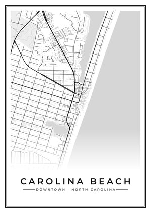 Carolina Beach Downtown Street Map Poster