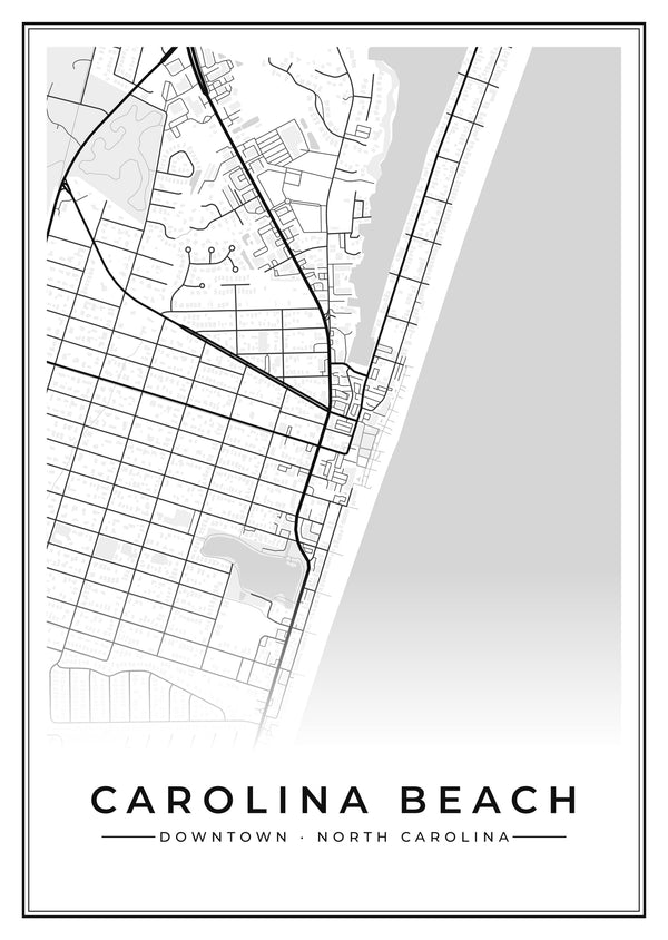 Carolina Beach Downtown Street Map Poster