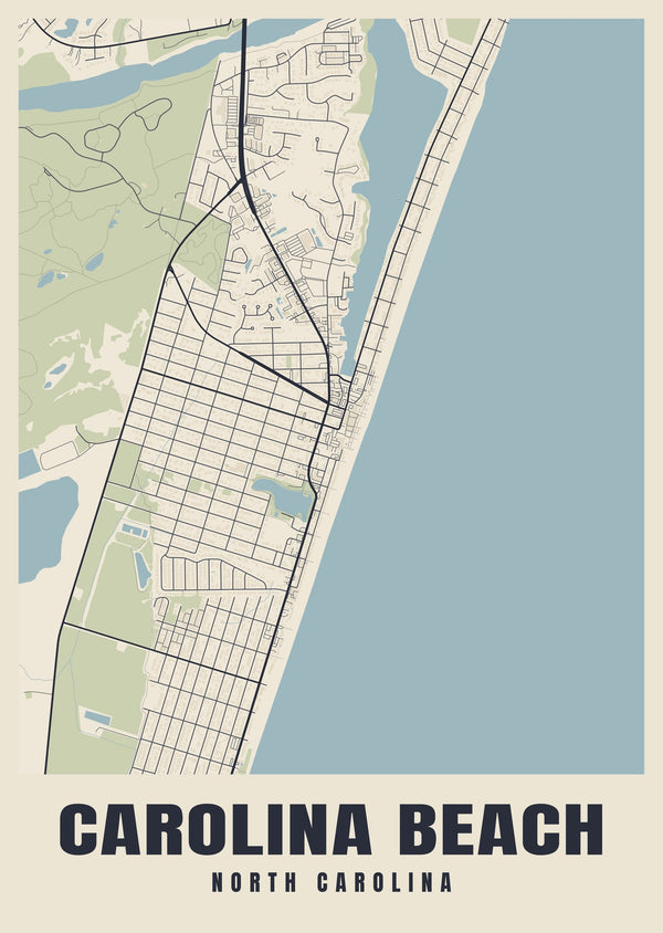 Carolina Beach Street Map Poster