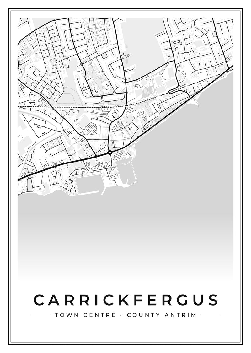 Carrickfergus Town Centre Street Map Poster