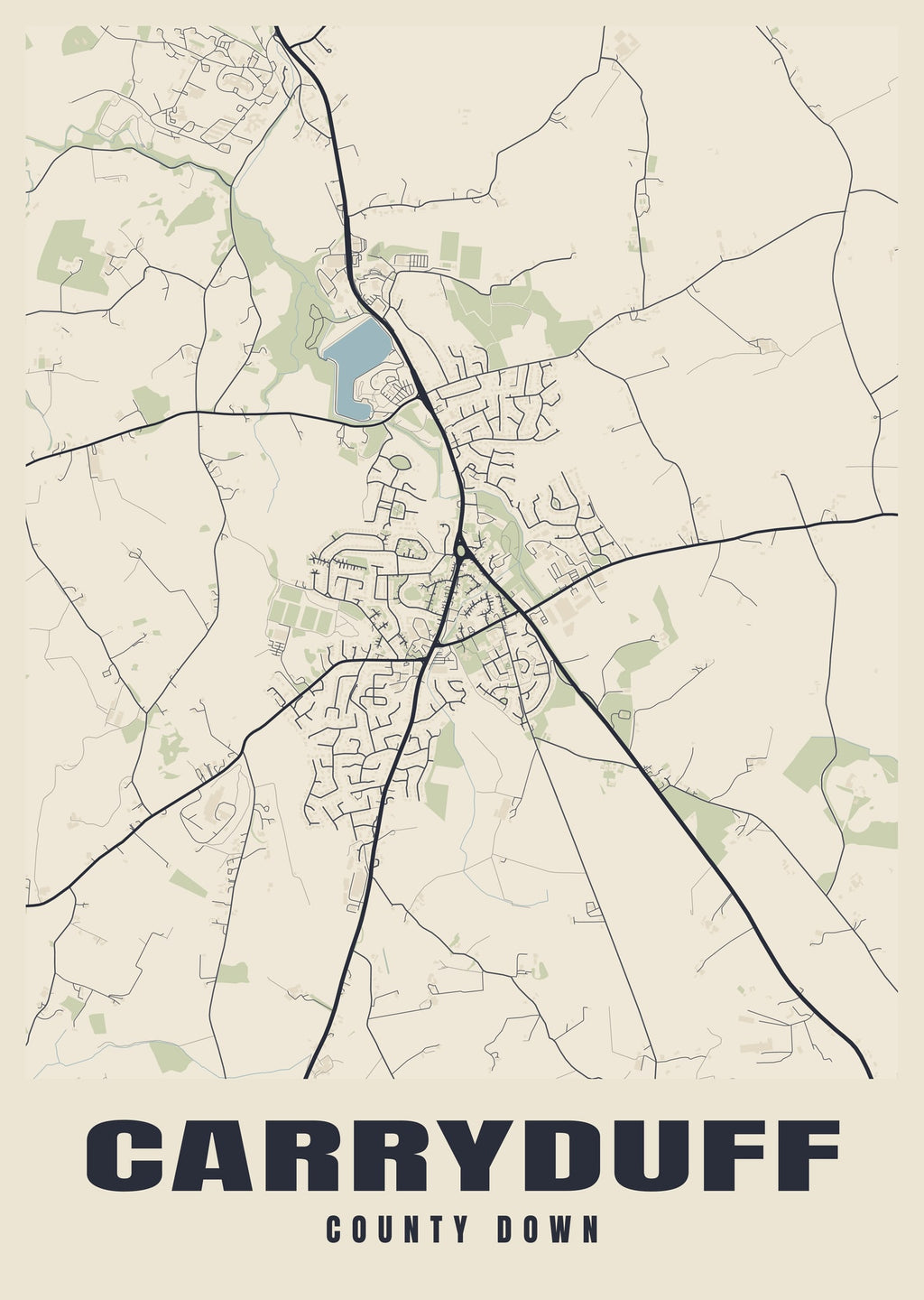Street map poster of Carryduff, County Down