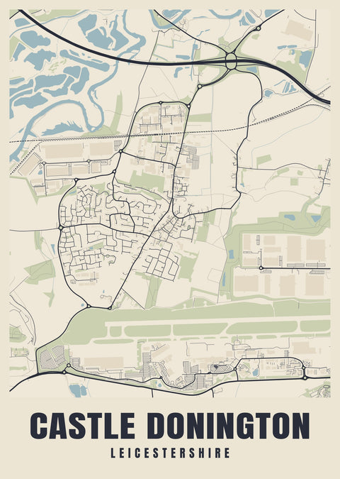 Castle Donington Street Map Poster