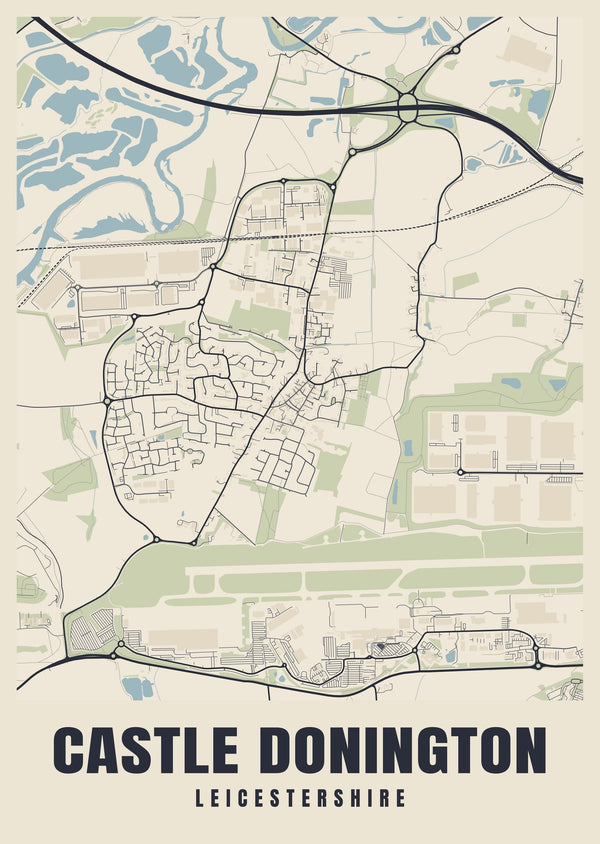 Castle Donington Street Map Poster