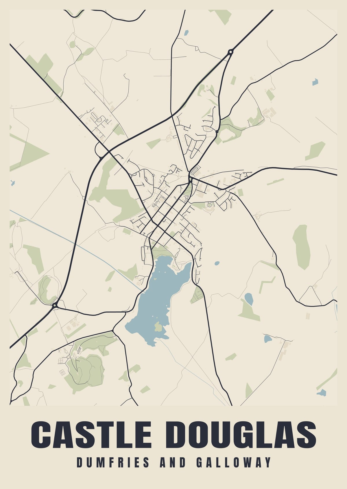 Street map poster of Castle Douglas, Dumfries and Galloway