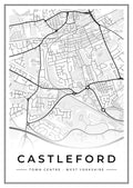 Street map poster of Castleford town centre, West Yorkshire