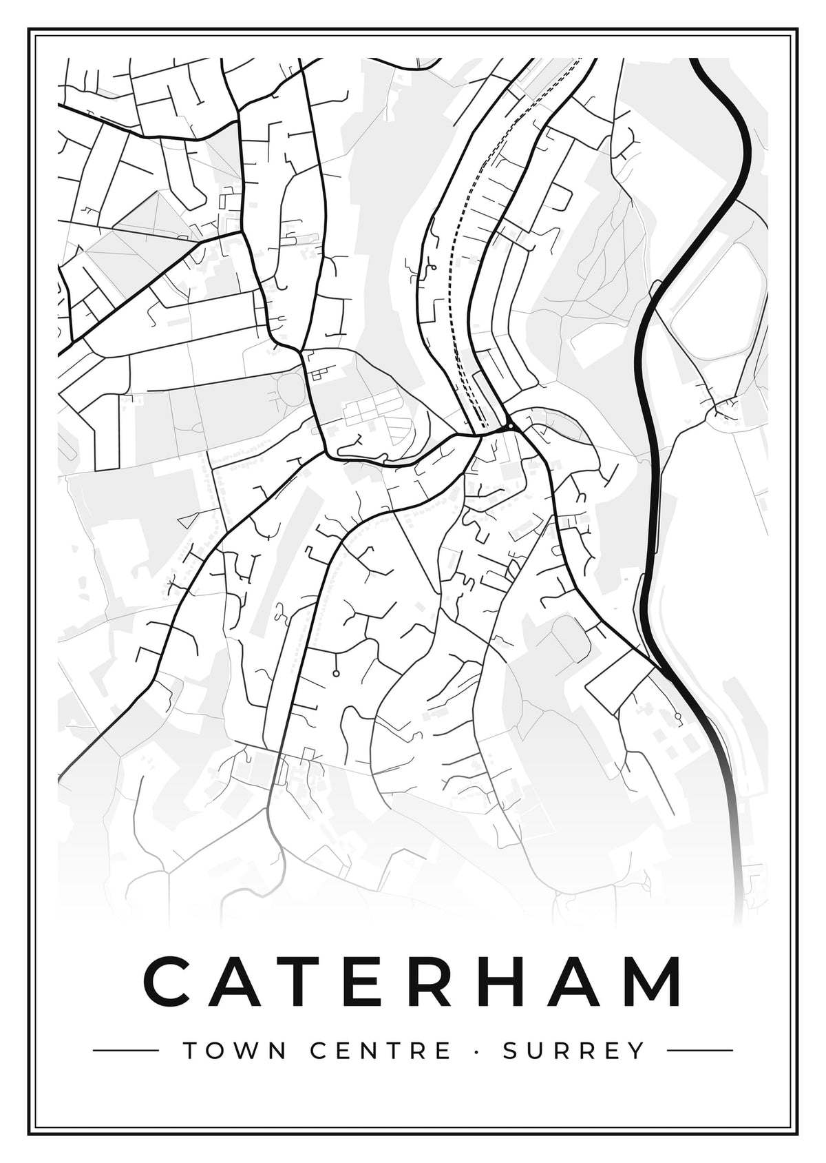 Street map poster of Caterham town centre, Surrey