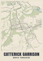 Street map poster of Catterick Garrison, North Yorkshire