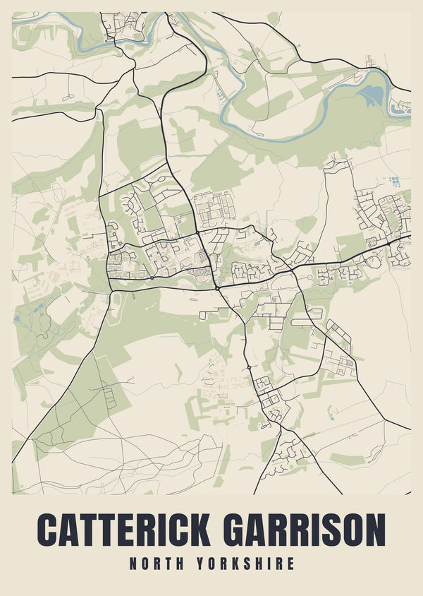 Catterick Garrison Street Map Poster