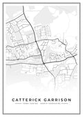 Street map poster of Catterick Garrison town centre, North Yorkshire