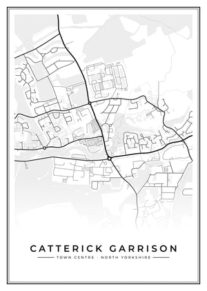 Catterick Garrison Town Centre Street Map Poster