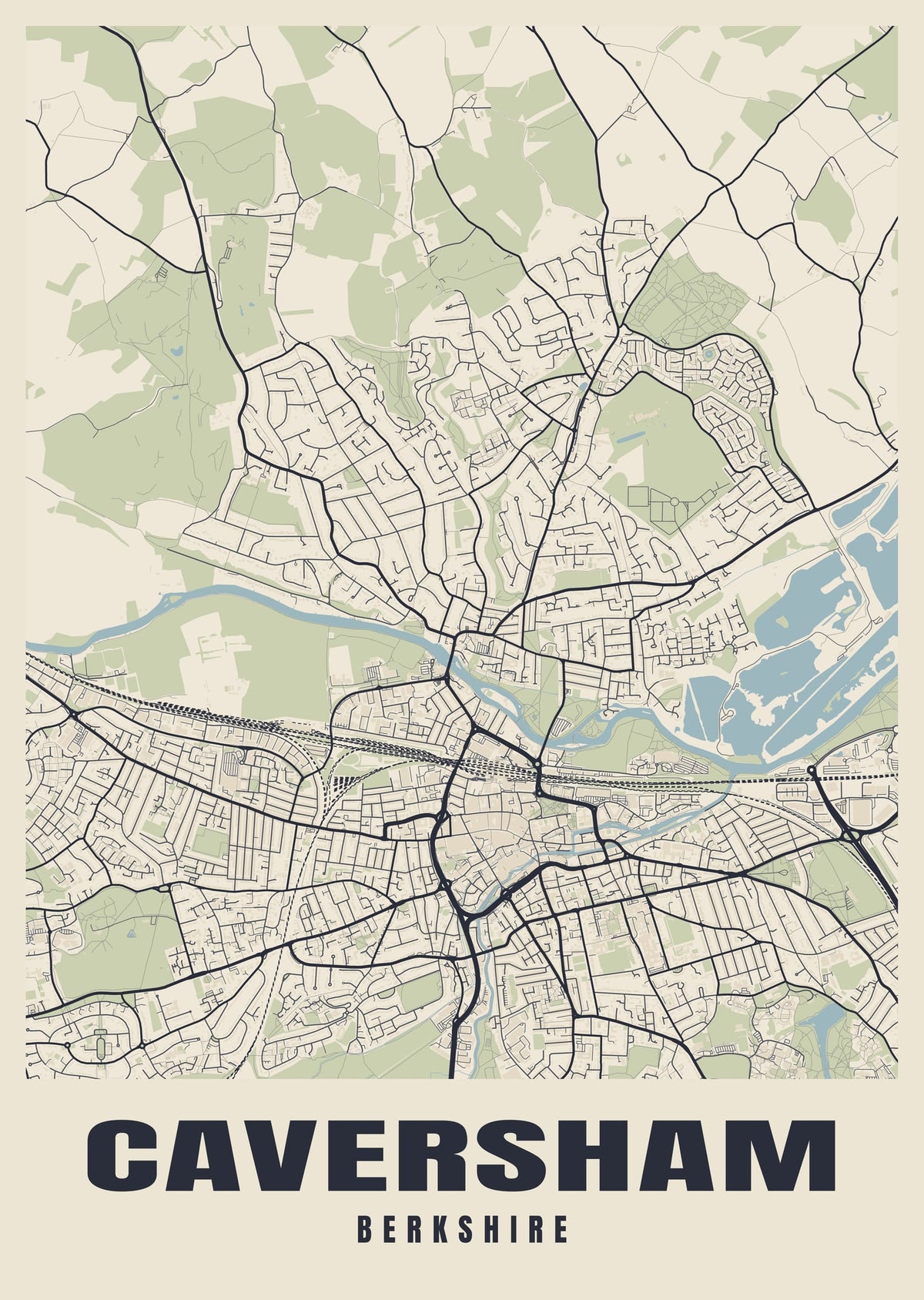 Street map poster of Caversham, Berkshire