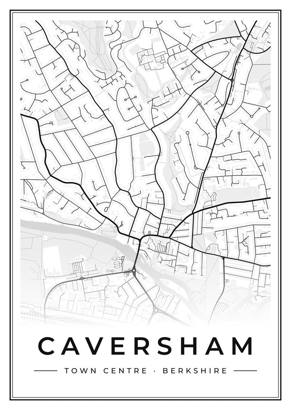 Caversham Town Centre Street Map Poster