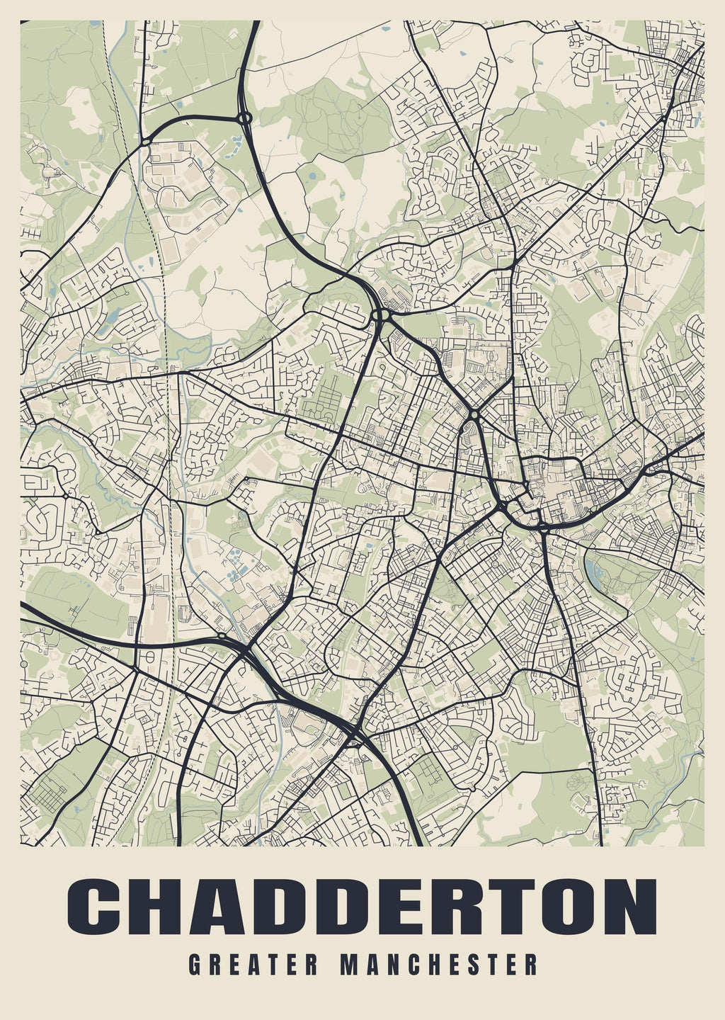 Street map poster of Chadderton, Greater Manchester