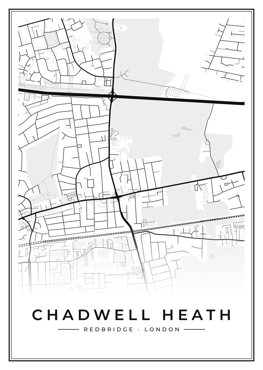 Street map poster of Chadwell Heath, Redbridge, London