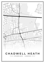 Street map poster of Chadwell Heath, Redbridge, London