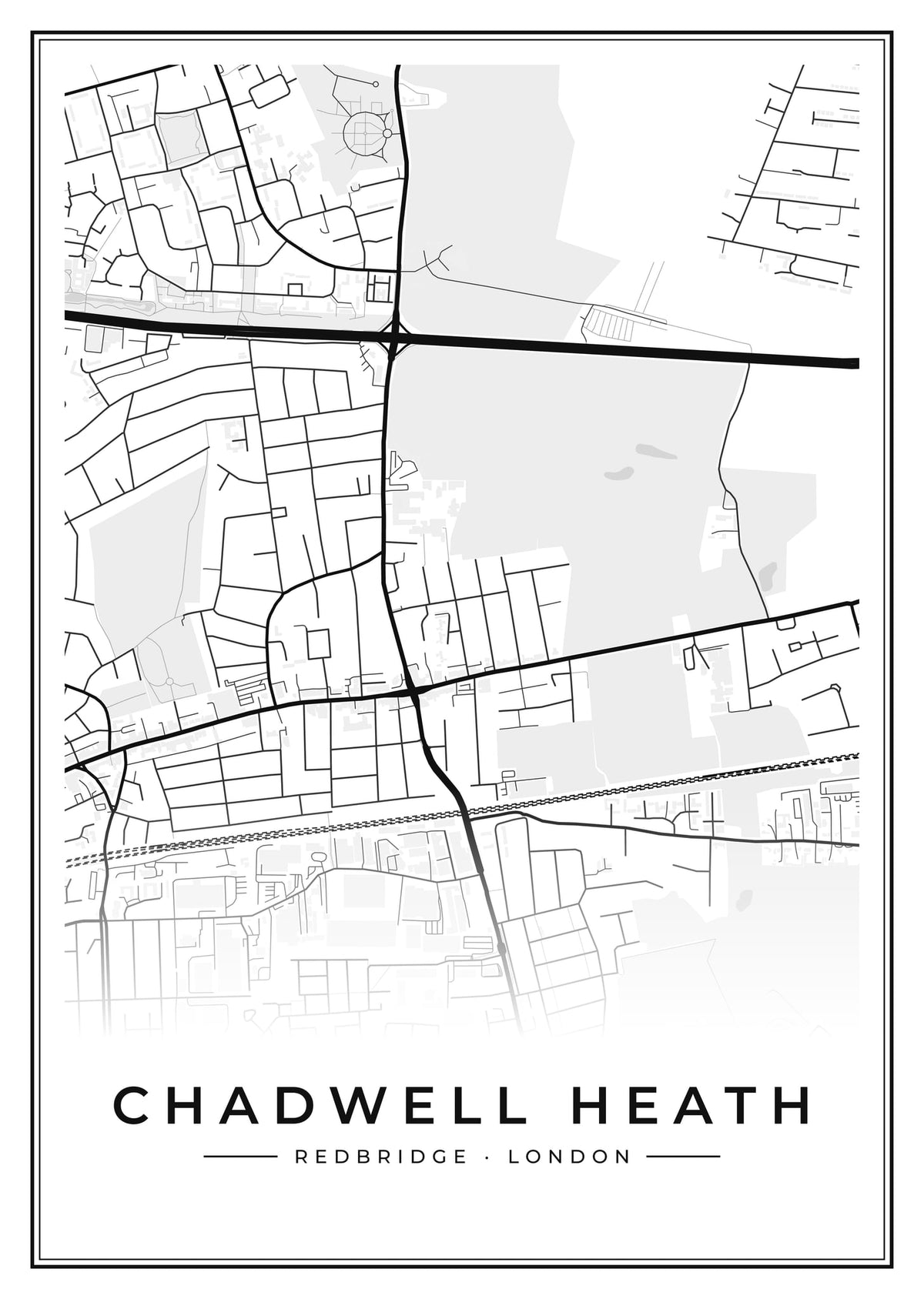 Street map poster of Chadwell Heath, Redbridge, London
