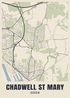 Street map poster of Chadwell St Mary, Essex