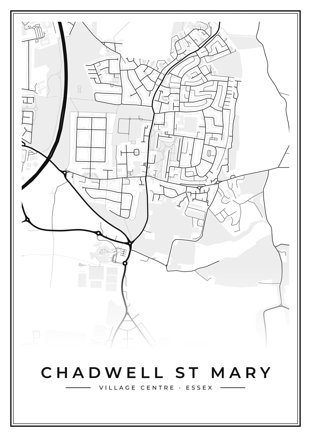 Street map poster of Chadwell St Mary village centre, Essex