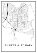 Street map poster of Chadwell St Mary village centre, Essex