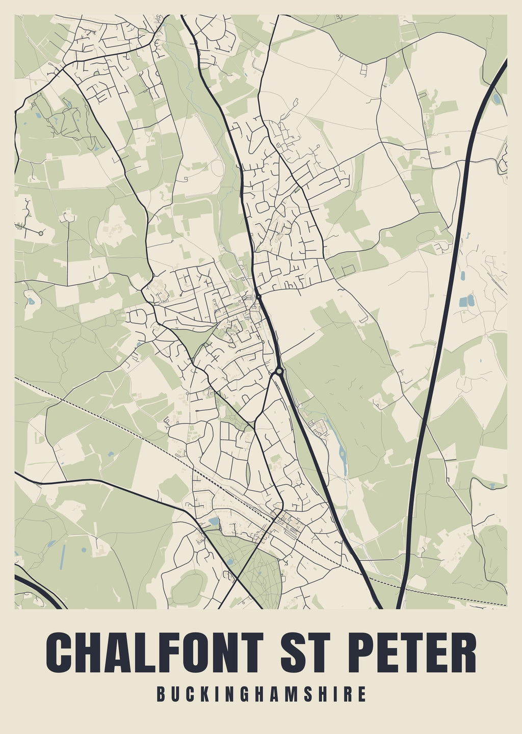 Street map poster of Chalfont St Peter, Buckinghamshire